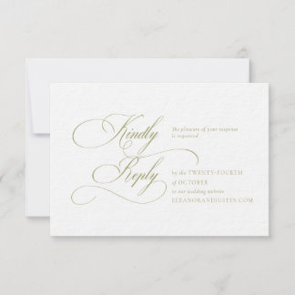 Carte de réponse de mariage en monogramme vert oli