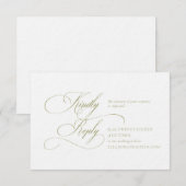 Carte de réponse de mariage en monogramme vert oli (Devant / Derrière)