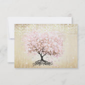 Carte de réponse de mariage en or Arbre à feuilles (Dos)