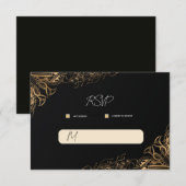 Carte de réponse de mariage en or noir (Devant / Derrière)