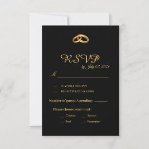 Carte de réponse de mariage en or noir