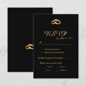 Carte de réponse de mariage en or noir (Devant / Derrière)