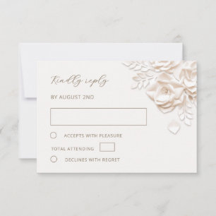 Carte de réponse de mariage en papier découpé en f