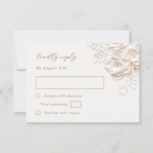 Carte de réponse de mariage en papier découpé en f