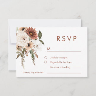 Carte de réponse de mariage en terre cuite florale