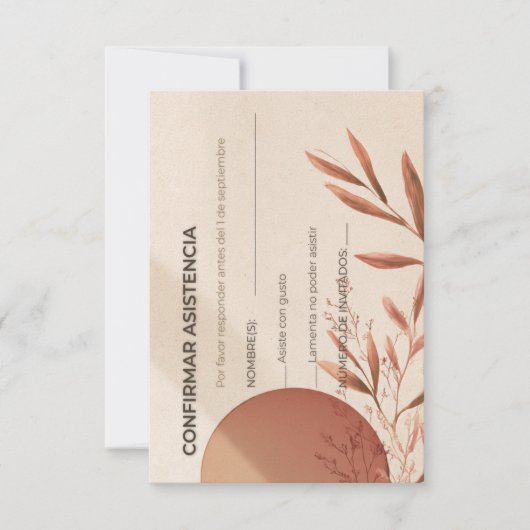 Carte de réponse de mariage espagnol Arch Terracot (Devant)