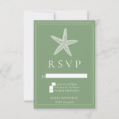 Carte de réponse de mariage Étoile de mer verte de (Devant)