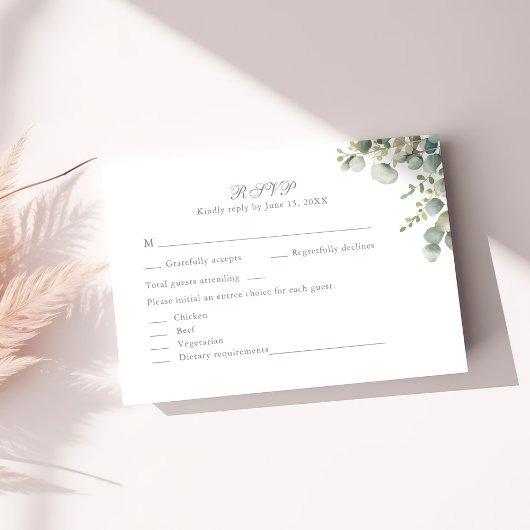 Carte de réponse de mariage Eucalyptus Modern Gree