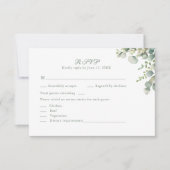 Carte de réponse de mariage Eucalyptus Modern Gree (Devant)