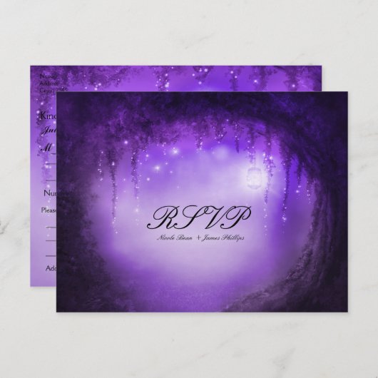 Carte de réponse de mariage fantasy forêt enchanté (Devant / Derrière)