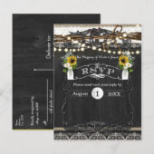 Carte de réponse de mariage Fers à cheval et fleur (Devant / Derrière)