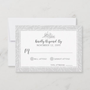 Carte de réponse de mariage feuille botanique mode