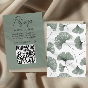 Carte de réponse de mariage feuille de Ginkgo vert
