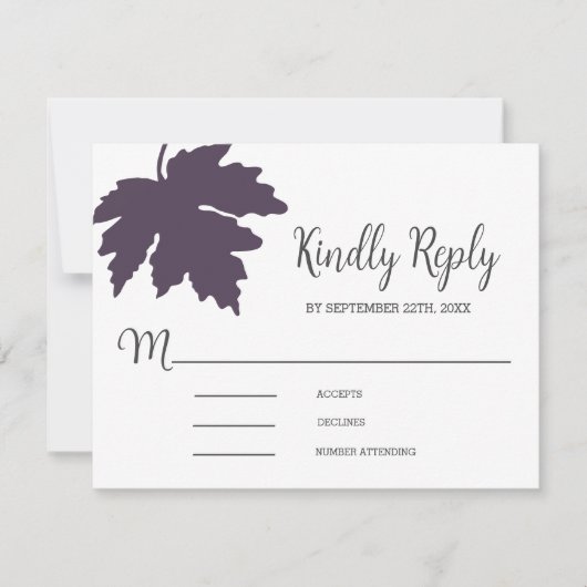 Carte de réponse de mariage Feuille d'érable autom (Devant)