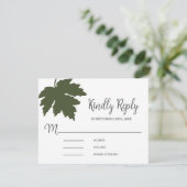 Carte de réponse de mariage Feuille d'érable vert (Debout devant)