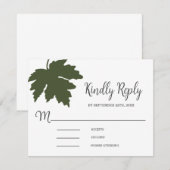 Carte de réponse de mariage Feuille d'érable vert (Devant / Derrière)