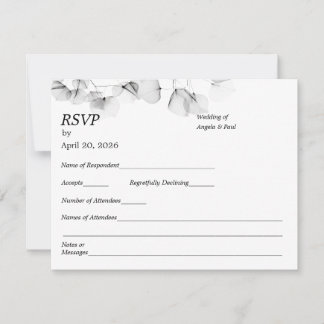 Carte de réponse de mariage Feuille Douce Feuilles
