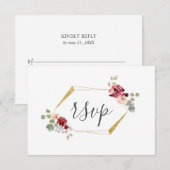 Carte de réponse de mariage fleur de Bourgogne géo (Devant / Derrière)