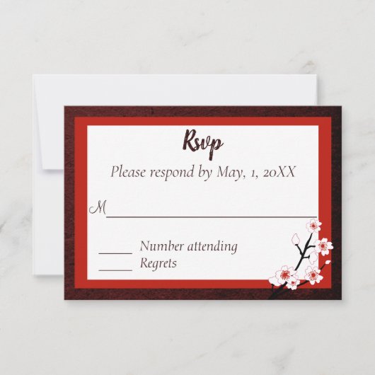 Carte de réponse de mariage Fleur de cerisier japo (Devant)