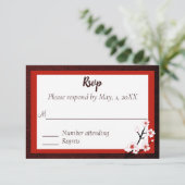 Carte de réponse de mariage Fleur de cerisier japo (Debout devant)