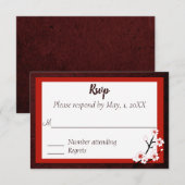 Carte de réponse de mariage Fleur de cerisier japo (Devant / Derrière)