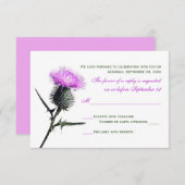 Carte de réponse de mariage Fleur de chardon vert  (Devant / Derrière)