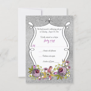 Carte de réponse de mariage   Fleur de feuillage e
