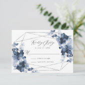 Carte de réponse de mariage | Fleur d'indigo abstr (Debout devant)