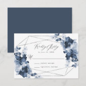 Carte de réponse de mariage | Fleur d'indigo abstr (Devant / Derrière)