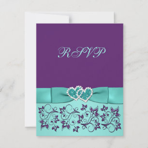 CARTE DE RÉPONSE DE MARIAGE FLEURIE VIOLETTE Aqua