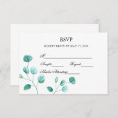 Carte de réponse de mariage Fleurs aquarelles de B (Devant / Derrière)