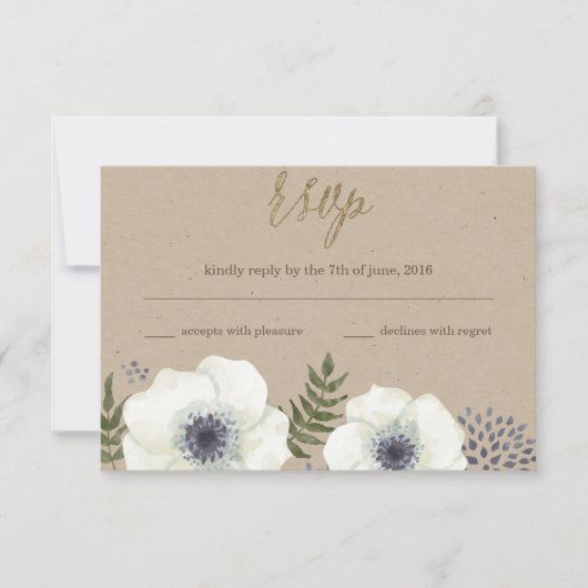 Carte de réponse de mariage Fleurs de nuit d'été (Devant)