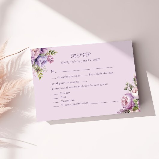 Carte de réponse de mariage Fleurs de pivoines et