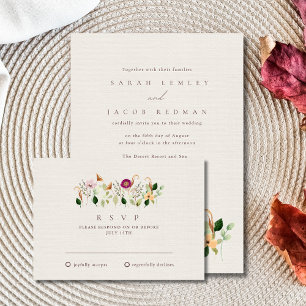 Carte de réponse de mariage Fleurs sauvages fantai