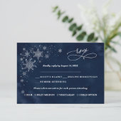 Carte de réponse de mariage Flocons de minuit (Debout devant)