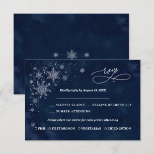 Carte de réponse de mariage Flocons de minuit