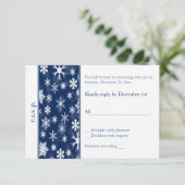 Carte de réponse de mariage Flocons de neige Navy  (Debout devant)