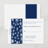Carte de réponse de mariage Flocons de neige Navy  (Devant / Derrière)