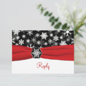 Carte de réponse de mariage Flocons de neige noirs (Debout devant)