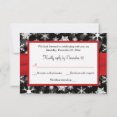 Carte de réponse de mariage Flocons de neige noirs (Dos)