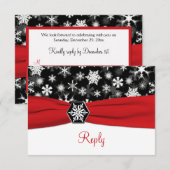 Carte de réponse de mariage Flocons de neige noirs (Devant / Derrière)