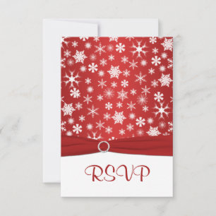 Carte de réponse de mariage Flocons de neige rouge