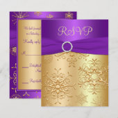 Carte de réponse de mariage Flocons de neige viole (Devant / Derrière)