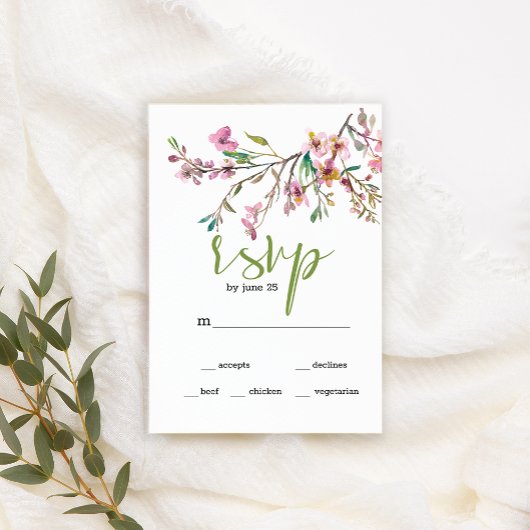 Carte de réponse de mariage floral à fleurs de cer