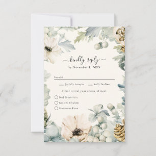 Carte de réponse de mariage floral à l'aquarelle é