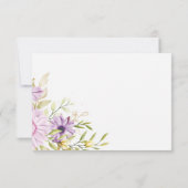 Carte de réponse de mariage floral aquarelle éléga (Dos)
