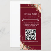 Carte de réponse de mariage floral avec code QR (Devant / Derrière)