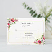 Carte de réponse de mariage floral bohème (Debout devant)