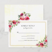 Carte de réponse de mariage floral bohème (Devant / Derrière)