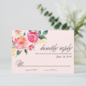 carte de réponse de mariage floral bohème (Debout devant)